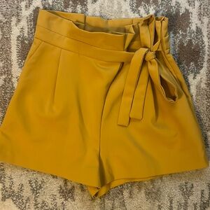 Yellow dressy shorts with tie